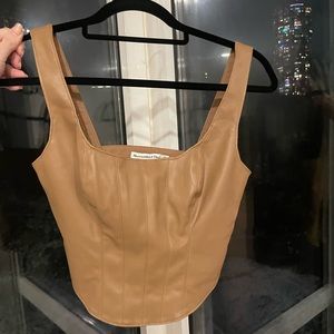 Abercrombie brown leather corset sexy crop top
